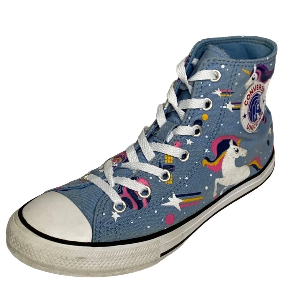 All Star Unicorn Converse Powder Blue High Top Girls Sneakers Size 3